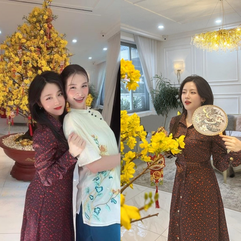 Dịp Tết Nguyên đán 2023, Ông Thoại Liên diện trang phục áo dài khoe dài.