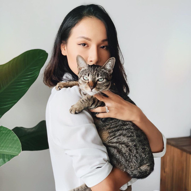 Những ai follow Giang Ơi đều biết cô nàng Youtuber này là người rất yêu động vật. Gia đình của Giang và "anh bạn thân" cũng là một gia đình đông con nhất nhì MXH khi sở hữu 3 chú mèo và 1 chú chó. Ảnh: FBNV