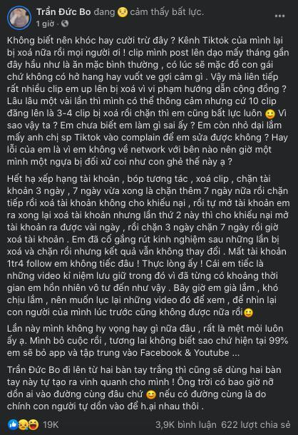 Mới đây, cộng đồng mạng vô cùng bất ngờ khi không biết lí do vì sao mà tài khoản TikTok hơn 1,4 triệu lượt theo dõi của thảm họa mạng Trần Đức Bo bỗng dưng "bay màu".