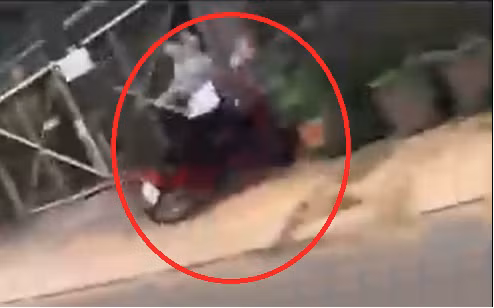 Đáng chú ý, thời điểm này có rất nhiều phương tiện qua lại. Khi đang "biểu diễn", thanh niên suýt va chạm với người đàn ông điều khiển xe máy đi theo chiều ngược lại.