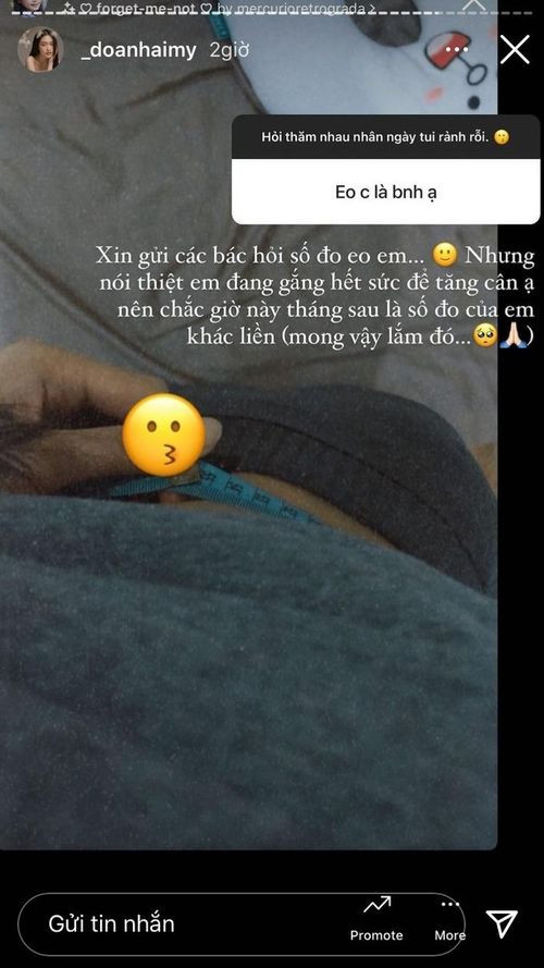 Hiện Doãn Hải My vẫn tích cực tăng cân để có vóc dáng săn chắc, khỏe khoắn hơn.