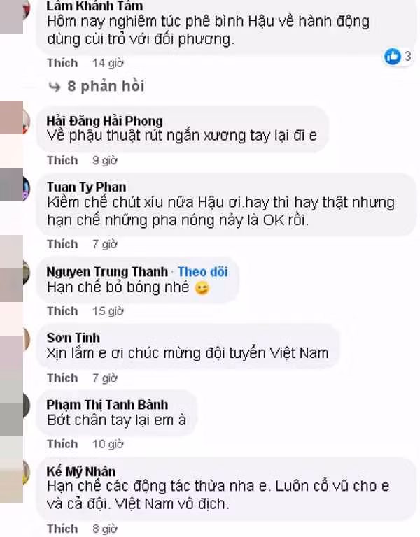 “Em nghĩ là những vấn đề đấy không quan trọng bằng những đóng góp của mình vào cho tập thể. Quan trọng nhất là khi kết thúc giải đấu phải cố gắng giành được ngôi vị cao nhất. Còn những thứ khác mình cố gắng bỏ qua, mình tập trung vào tập thể đội bóng", Đoàn Văn Hậu nói.