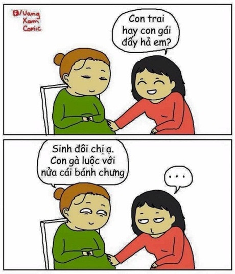 Không phải trai, cũng không phải gái mà là sinh đôi gà luộc và bánh chưng sau dịp nghỉ Tết.