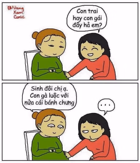 Không phải trai, cũng không phải gái mà là sinh đôi gà luộc và bánh chưng sau dịp nghỉ Tết.