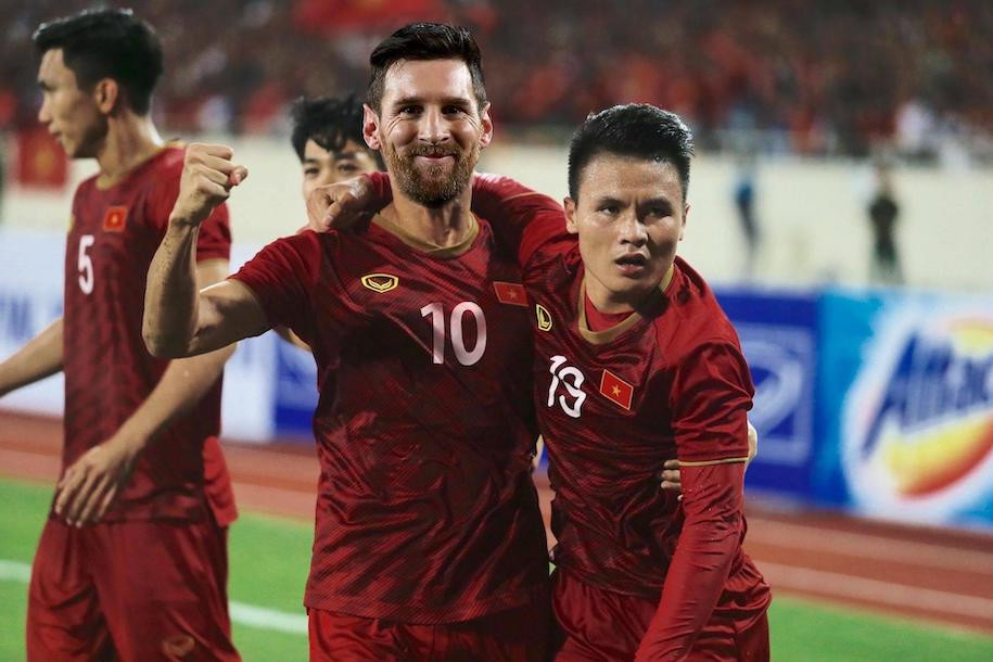 Nhiều fan của ĐTQG Việt Nam cũng muốn 1 ngày Messi sát cánh cùng Quang Hải.