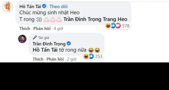 Đồng đội Hồ Tấn Tài cũng vào chúc mừng sinh nhật bạn gái Đình Trọng là Trang Heo.