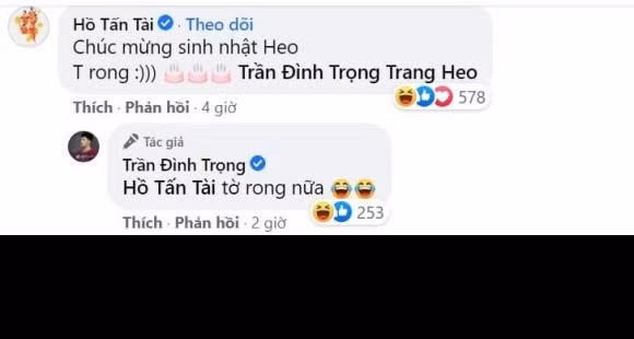 Đồng đội Hồ Tấn Tài cũng vào chúc mừng sinh nhật bạn gái Đình Trọng là Trang Heo.