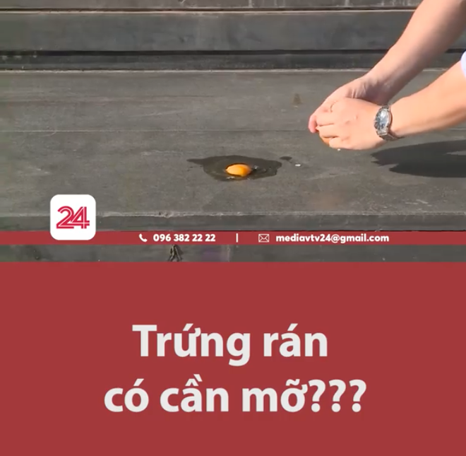 Bên cạnh màn thể hiện thí nghiệm, BTV VTV cũng chốt lại vấn đề: "Xong bài thử nghiệm này, chúng ta thấy rằng trứng rán thì đâu cần mỡ. Và trong thời tiết như thế này, rõ ràng yêu thì phải cần có cớ, đó là phải có... điều hoà cơ".