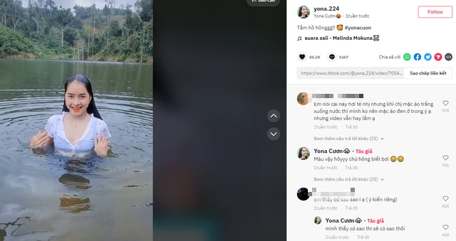 Được biết, Tiktok cá nhân là nơi Yona Cươn chia sẻ những clip ghi lại cuộc sống thường ngày của mình. Trước đây khi còn đi học, cô cũng thường quay clip ở lớp học với các bạn.