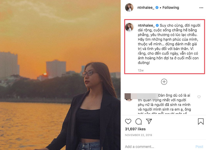 Bài đăng với trạng thái "sướt mướt" của Nhật Lê hận về hơn 25 ngàn lượt like và rất nhiều bình luận ngợi khen. Trong đó đáng chú ý nhất là một fan của cô nàng để ý thấy thần tượng của mình thường đăng các status copy trên mạng.