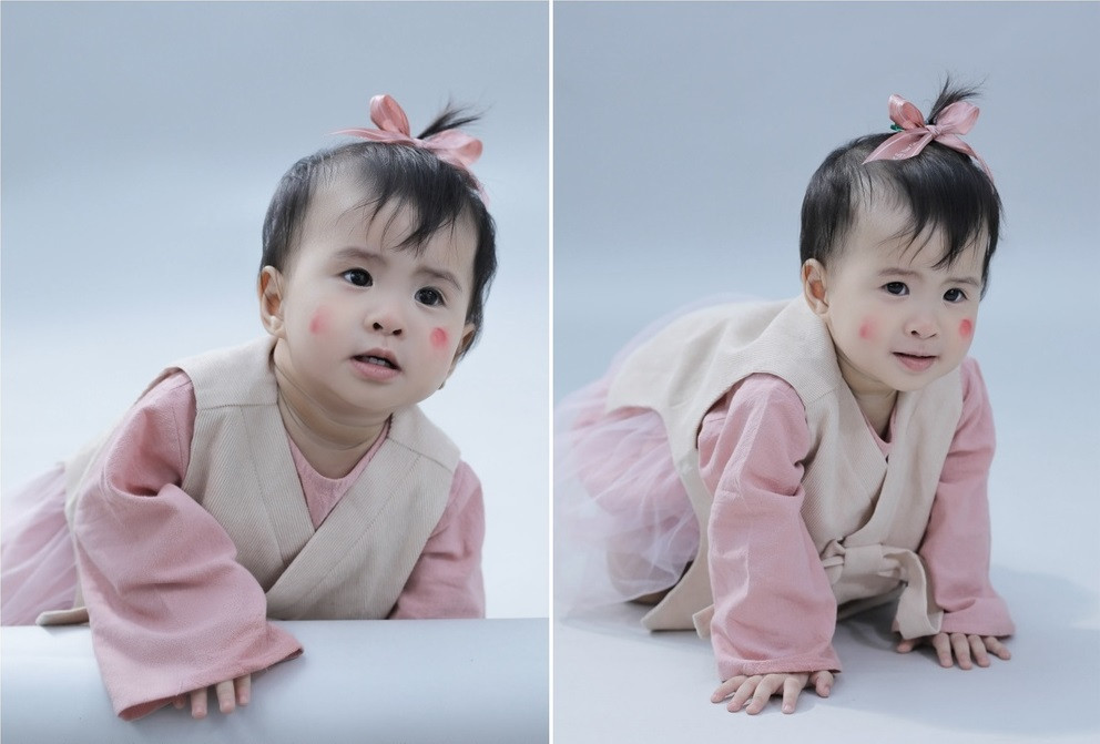 Nhóc tì tròn 1 tuổi trộm vía cứng cáp và rất dễ thương. Mừng ngày "bé có tuổi", hot girl Thiên An tiếp chia sẻ loạt ảnh thời trang của bé Sol.