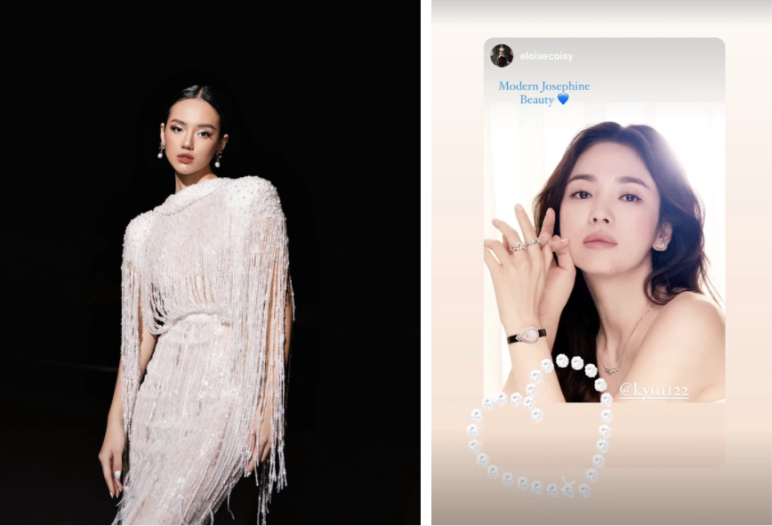 Cũng như Song Hye Kyo, Khánh Linh sở hữu gương mặt nhỏ nhắn, đường nét đậm chất Á Đông.