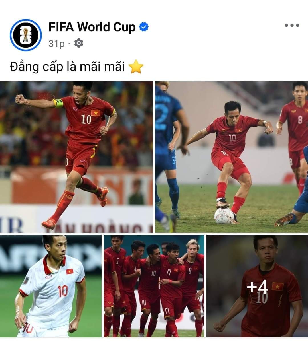 Trên fanpage của LĐBĐ Thế giới (FIFA) cũng đăng bài tri ân tới Văn Quyết sau khi anh thông báo quyết định giã từ ĐTQG.