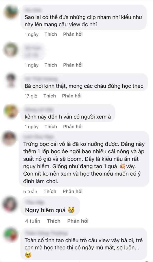 Bên cạnh đó, nhiều ý kiến bày tỏ khá gay gắt về clip này. Phần lớn cộng đồng mạng cho rằng Bà Tân vlog đang cố tình dùng chiêu trò mang tính chất "câu view", "câu like" dù điều đó sẽ ảnh hưởng đến sức khoẻ.