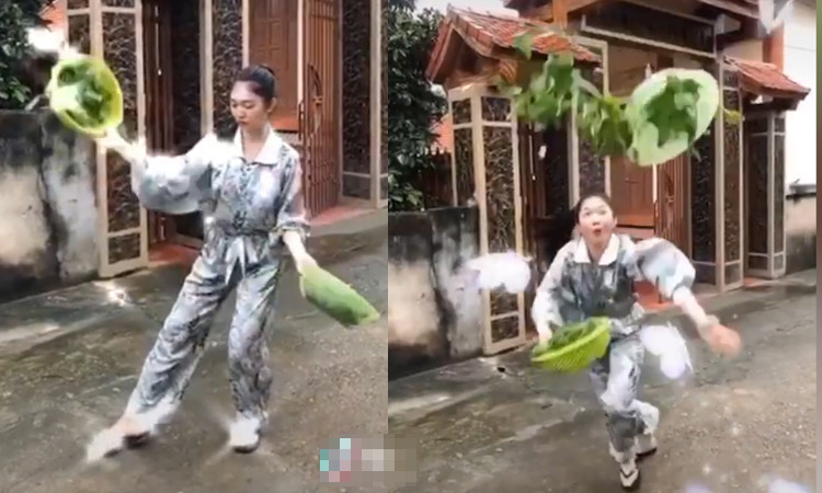 Nhiều đoạn clip thử vẩy rau được đăng tải càng chứng minh: đây là việc không phải ai cũng làm được đâu.