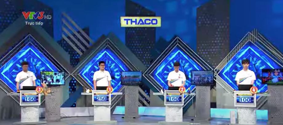 Theo màn hình hiển thị, cả 4 thí sinh vào thời đều trả lời đúng đáp án câu hỏi là "Thầy". Tuy nhiên, Hoàng Khánh là người trả lời nhanh nhất và dành được số điểm 40.