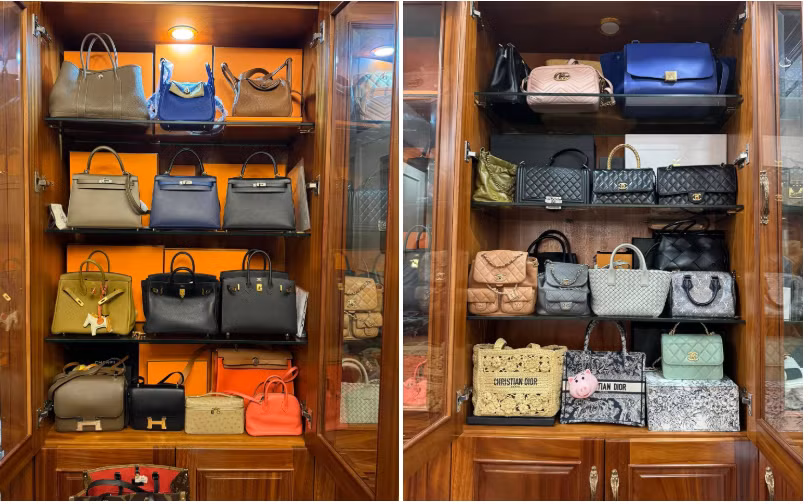 Đếm sơ sơ những chiếc túi mà Quỳnh Anh sở hữu, nhiều người định giá có thể lên tới vài chục tỷ đồng.