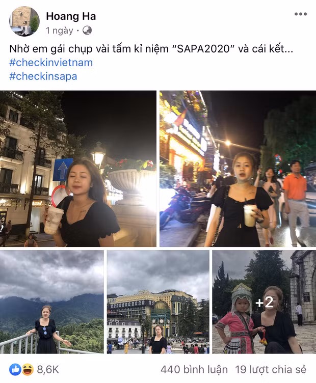 Mới đây nhất, tài khoản Facebook có tên Hoang Ha chia sẻ loạt khoảnh khắc nhờ em gái chụp ảnh trong một group du lịch đình đám, khiến không ít người xem xong phải "cười ra nước mắt".