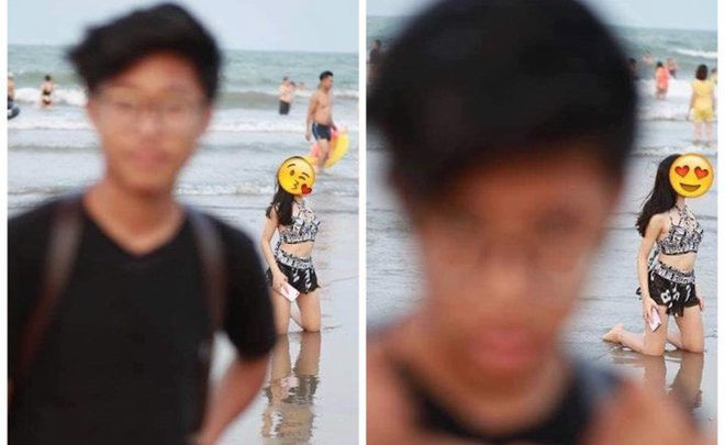 Nhờ bạn chụp ảnh nhưng nó lại nhỡ focus vào bạn gái mặc bikini phía sau.