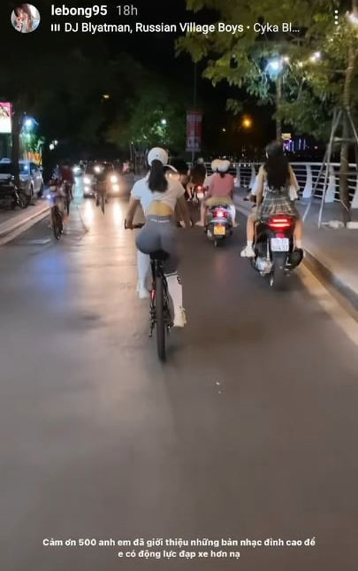 Nếu mọi chuyện chỉ dừng lại ở việc đạp xe tập luyện thì không sao nhưng vấn đề ở đây là hành động vừa đạp xe vừa đeo headphone to đùng để nghe nhạc của Lê Bống.