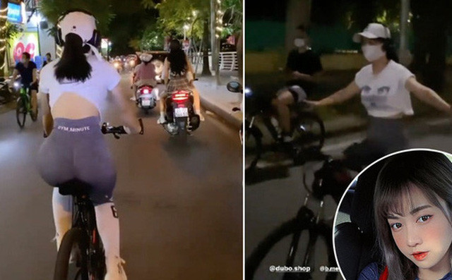 Không chỉ vậy, ở story đăng tải sau đó, hot TikToker Lê Bống thậm chí còn làm hành động gây tranh cãi hơn khi đạp xe nhưng thả cả 2 tay.