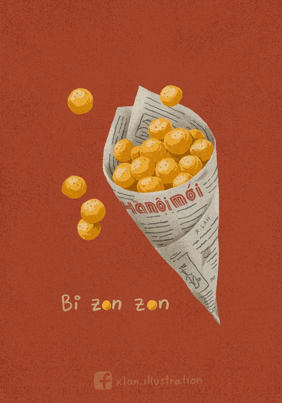 Bi zon zon, đặc sản Hà Nội phố. Món này có nơi gọi là bánh nhãn vì trông nó y như trái nhãn. Giòn tan ngọt ngọt có chỗ lại cay cay bỏ vào miệng nhai rột rột.