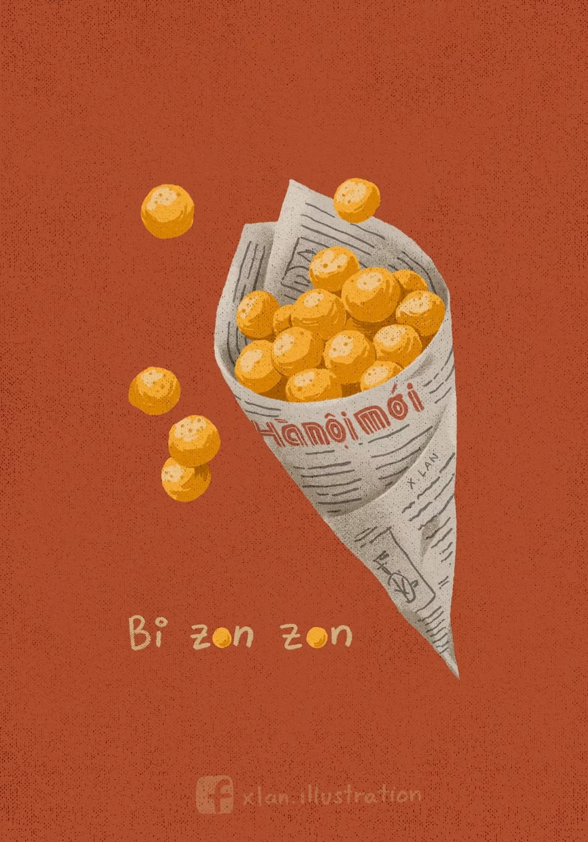 Bi zon zon, đặc sản Hà Nội phố. Món này có nơi gọi là bánh nhãn vì trông nó y như trái nhãn. Giòn tan ngọt ngọt có chỗ lại cay cay bỏ vào miệng nhai rột rột.