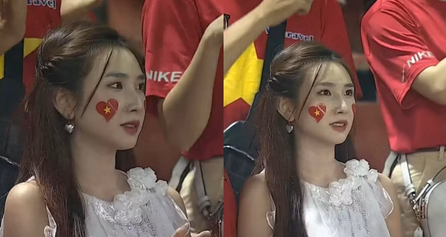 Giữa khoảnh khắc trực tiếp các tình huống bóng gay cấn giữa Việt Nam và Thái Lan, các cameramen còn soi tới các bóng hồng cổ vũ cho các "chiến binh Sao Vàng" trên khán đài.