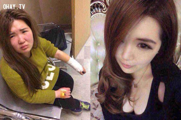 Bức ảnh hậu trường khiến nhiều người ngã ngửa bởi quá khác biệt so với ảnh trên mạng xã hội khiến nhiều người mất lòng tin vào các hot girl mạng.