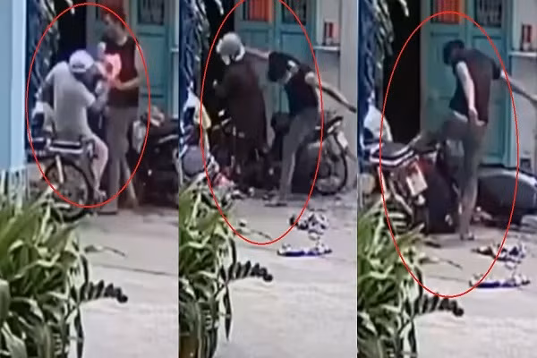 Clip: Phan no nam thanh nien than nhien danh cha me truoc cua nha