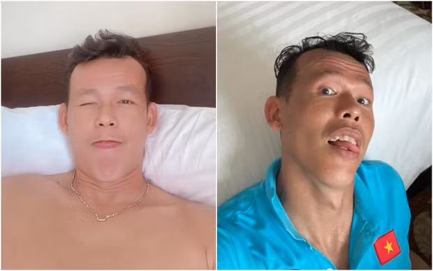 Trong ảnh xài app, thủ môn Tấn Trường có sự khác biệt rõ ràng với khi trên sân bóng. Nhưng dù sao anh vẫn vui, vẫn lan toả năng lượng vui đến cho mọi người.