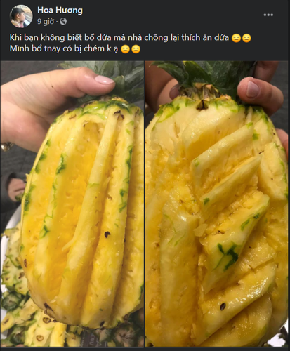 "Em nghĩ chị nên cho vào máy xay sinh tố thì hơn là nấu canh!", "Gọt dứa quan trọng nhất là con dao phải bén, tốt nhất đừng dùng mấy loại dao inox này." hay "Thế mà bà chị lấy được chồng cũng hay đấy. Mẹ chồng mà thấy thì…" là những bình luận của dân mạng để lại dưới bài viết của cô vợ trẻ.