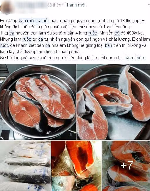 Hình ảnh về ruốc cá hồi được cá mẹ rao bán trên mạng xã hội.