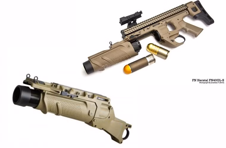 Súng phóng lựu tiêu chuẩn dành cho SCAR là khẩu FN40GL. Đây được coi là khẩu súng phóng lựu kẹp nòng tốt nhất hiện nay. Nó có thể bắn được tất cả các loại lựu đạn cỡ 40mm của NATO.