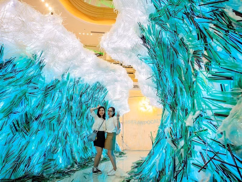 Một nghệ sĩ người Canada đã thiết lập kỷ lục ở thành phố Hồ Chí Minh, Việt Nam khi sử dụng 168.037 ống hút nhựa đã qua sử dụng để tạo nên một tác phẩm cao hơn 3 m nhằm nâng cao nhận thức của con người về tác hại của việc sử dụng rác thải nhựa trong cuộc sống hàng ngày.