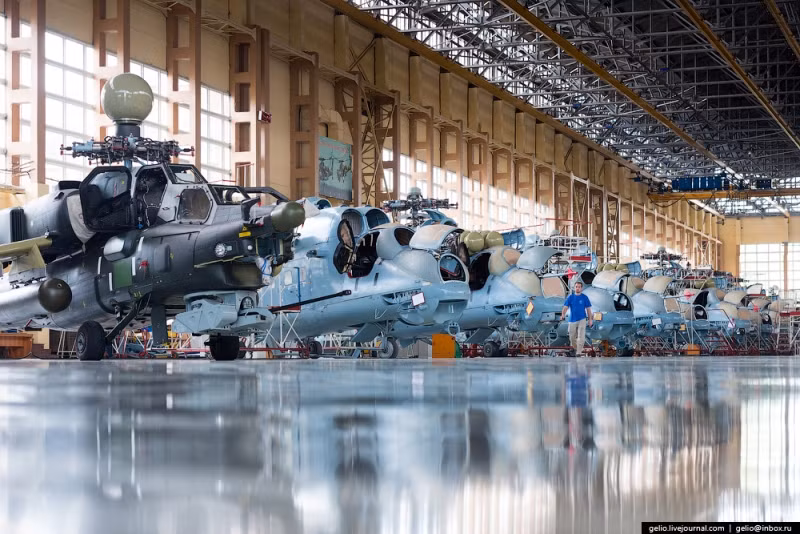 Nhà máy Rostvertol đang sản xuất và xuất khẩu trực thăng cho hơn 30 quốc gia trên thế giới. Ảnh: Gelio.