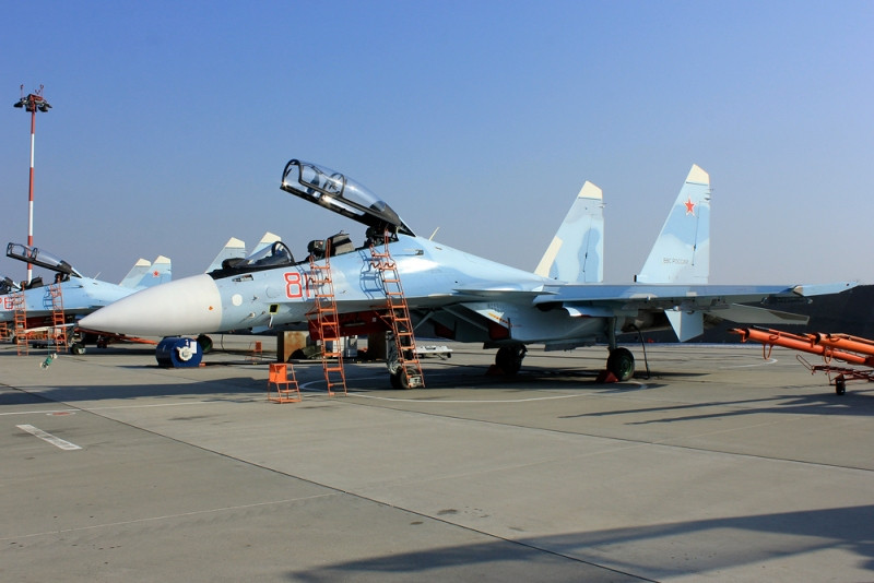 Nhóm không quân chiến thuật sẽ có 10 máy bay, gồm 4 tiêm kích-bom Su-34, 4 Su-30SM và 2 Su-35S. Ảnh: Arms of Russia.