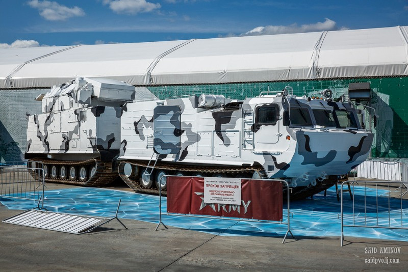 Tên lửa phòng không Bắc Cực DT-30PM, một biến thể của hệ thống phòng không di động Tor-M2 thiết kế đặc biệt cho các hoạt động chiến đấu ở Bắc Cực. Ảnh: Saidpvo.livejournal.