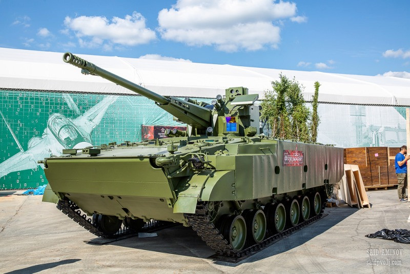 Tổ hợp pháo phòng không 2S38 mang pháo 57mm lắp trên khung gầm xe thiết giáp BMP-3, đây là mẫu pháo phòng không tự hành đầu tiên được Nga phát triển mới sau nhiều thập kỷ. Ảnh: Saidpvo.livejournal