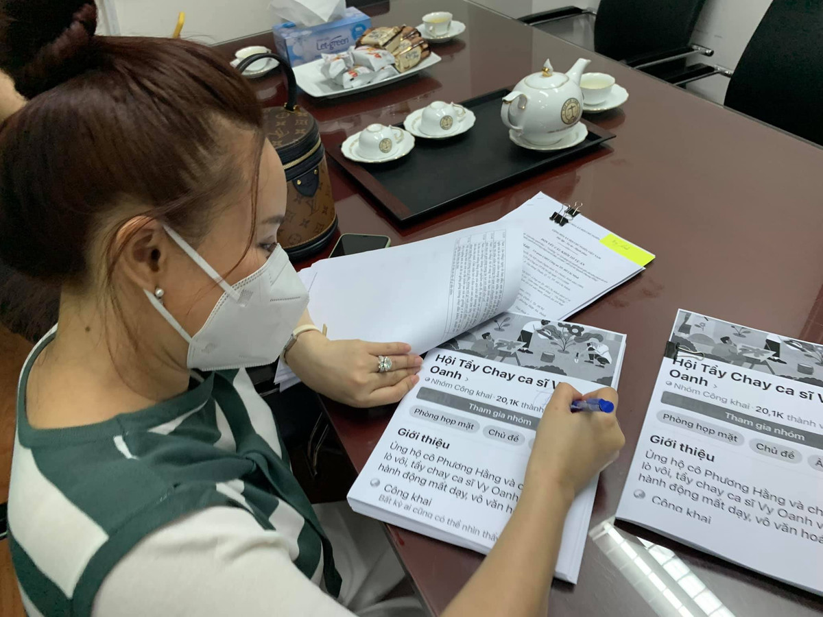 Ca sĩ Vy Oanh cho rằng hành vi của bà Nguyễn Phương Hằng cùng những người giúp sức đã có dấu hiệu xâm phạm vào các tội “Làm nhục người khác”, “Vu khống” và “Tội lợi dụng các quyền tự do dân chủ xâm phạm lợi ích nhà nước, quyền lợi ích hợp pháp của tổ chức, cá nhân”, nên ca sĩ Vy Oanh gửi đơn đề nghị Công an TPHCM xác minh, khởi tố vụ án và khởi tố bị can.