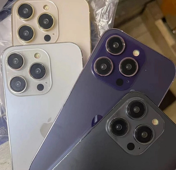 iPhone 14 Pro sẽ có các tùy chọn màu vàng, Graphite và bạc tương tự từ những năm gần đây. Hai tùy chọn màu sắc khác được mô tả trong hình ảnh sẽ là mới đối với dòng iPhone "Pro" hiện tại: màu tím đậm và màu xanh lam.