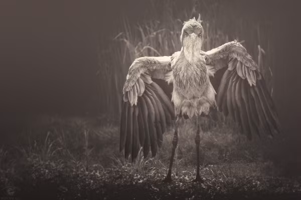 Cò mỏ giày là một trong những loài chim đầm lầy nước ngọt ấn tượng nhất của vùng nhiệt đới miền Trung châu Phi, phân bố từ miền nam Sudan qua các khu vực phía đông Congo, Rwanda, Uganda và miền tây Tanzania.