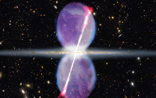 Trải dài ở hai mặt phẳng Bắc và Nam của trung tâm Ngân hà, hai bong bóng khổng lồ gồm khí, bụi và tia gamma này có đường kính lên tới 50000 năm ánh sáng, bằng khoảng ½ đường kính dải Ngân Hà.