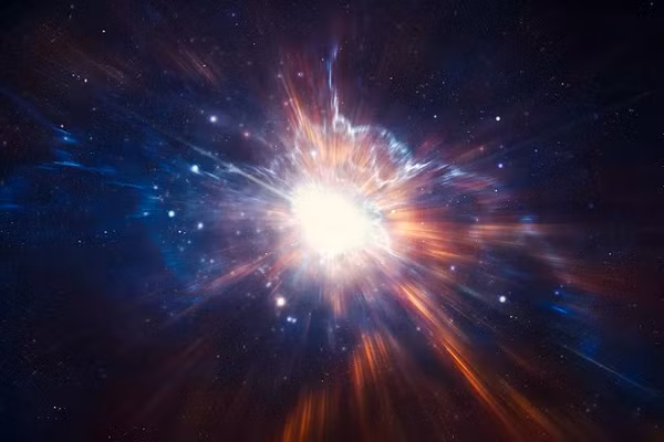 Vũ trụ nguyên thuỷ chỉ là một thứ "cháo đặc" gồm những hạt quark và electron chuyển động theo một hướng gần với vận tốc của ánh sáng. Tuỳ theo những va chạm không ngừng diễn ra, mà một số hạt huỷ lẫn nhau, một số khác lại sinh ra.