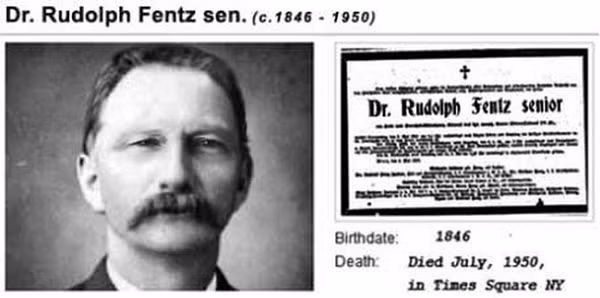 Sau đó người ta tìm được cô con dâu của Rudolph Fentz sống tại Florida. Bà kể rằng cha chồng bà đã mất tích một cách bí ẩn từ năm 1876, khi đó mới 29 tuổi. Sau khi các nhà điều tra tìm kiếm hồ sơ về người đàn ông tên là Rudolph Fentz mất tích năm 1876, họ ngạc nhiên khi thấy tất cả mọi mô tả, từ tuổi tác, ngoại hình, cho đến trang phục đều trùng với người đàn ông trên Quảng trường Thời đại năm 1950.