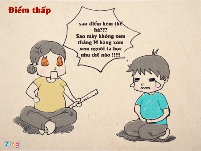 Điểm số thường là nỗi ám ảnh trong suốt quãng đời đi học. Đối với một số bạn trẻ, điểm thấp đồng nghĩa với việc bị cha mẹ đánh đòn, "ca bài ca không quên".