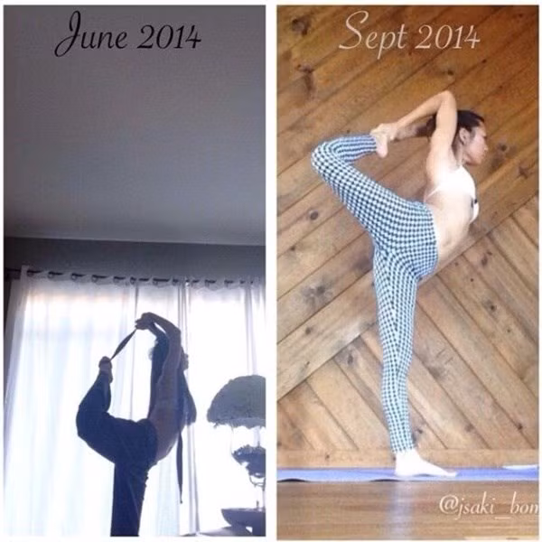 "Phấn đấu vì sự tiến bộ, chứ không vì sự hoàn hảo... Vẫn tập tiếp để người gọn hơn nữa, nhưng vui vì mình đã đạt được đến mức này." — @jsaki_bomb5.