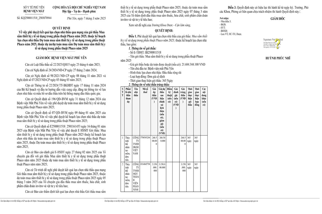 Phu Yen: Goi thau thiet bi y te hon 14 ty cua BV Mat ve tay ai?