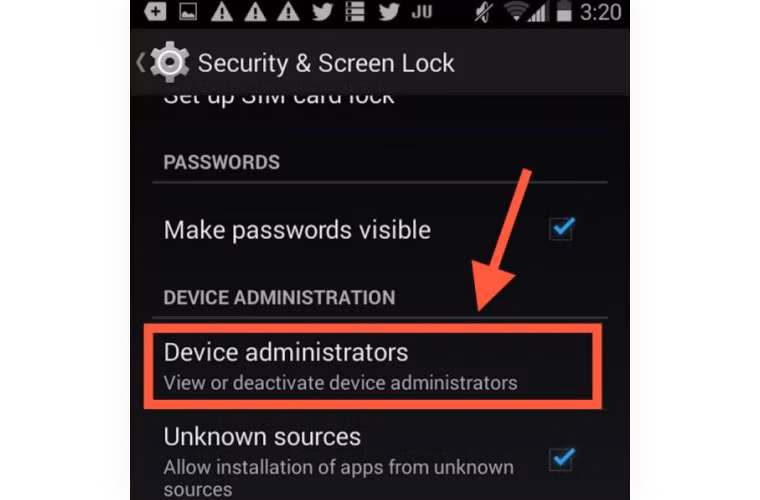 Tiếp theo, tìm phần được gọi là "Android Device Manager" (Quản lý thiết bị Android). Nếu bạn không chạy phiên bản Android mới nhất, bạn có thể đầu tiên phải vào phần gọi là "Device Administrators" (Quản trị thiết bị) hoặc cái gì đó tương tự.