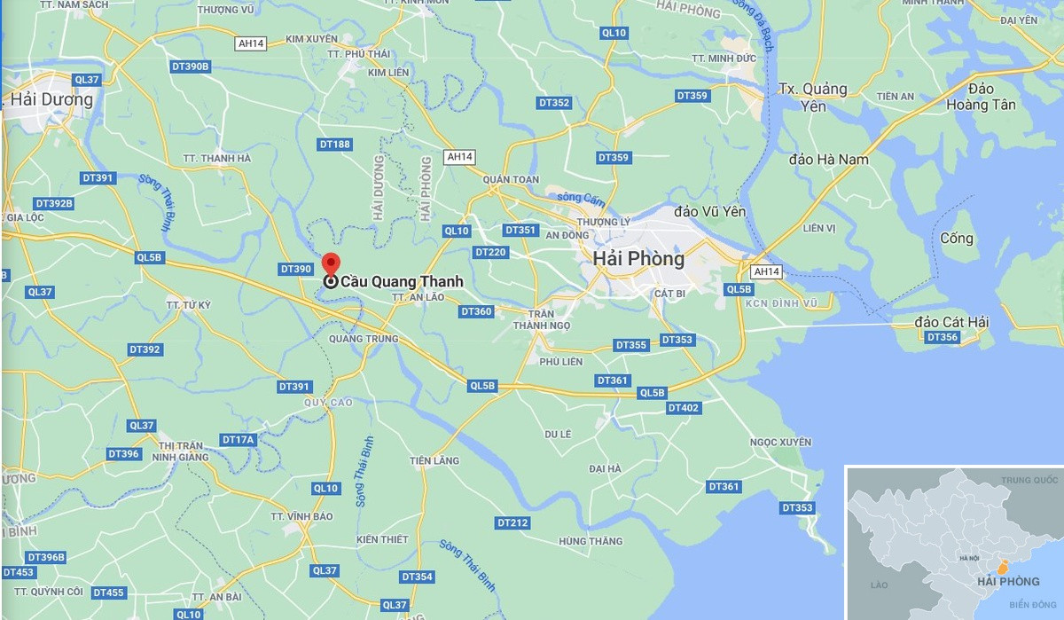 Vị trí cầu Quang Thanh. Ảnh: Google Maps.